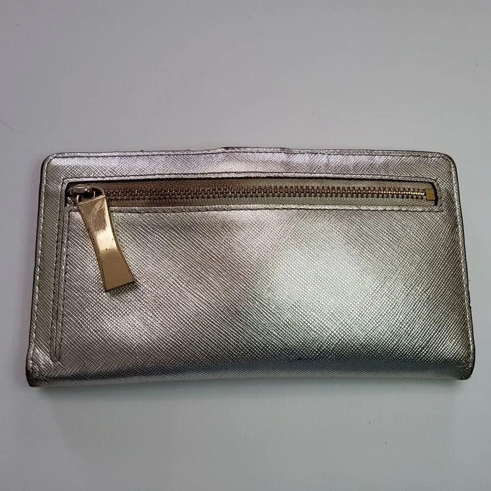 Kate Spade NY Bifold Snap Wallet Silver